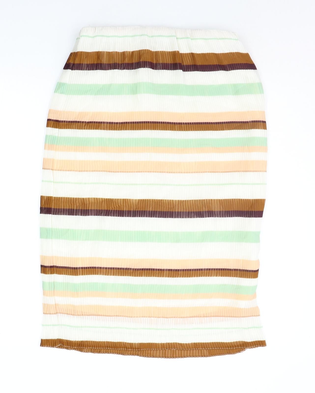H&M Womens Brown Striped  A-Line Skirt Size 8