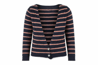 folica Womens Blue Striped  Cardigan Jumper Size S