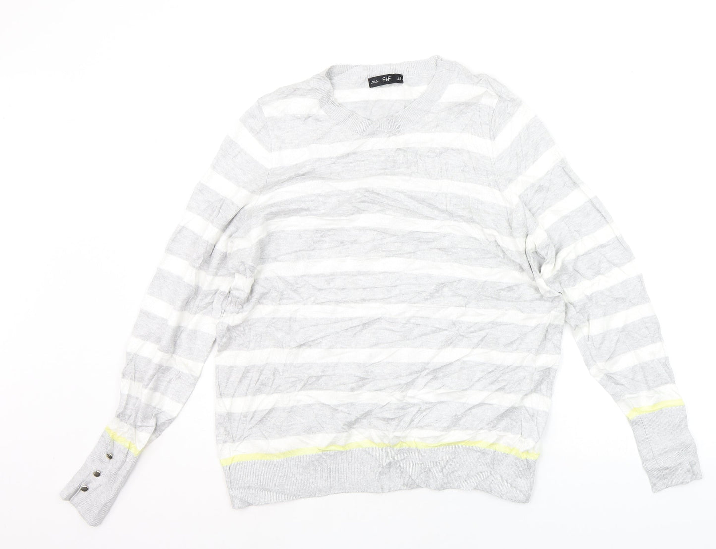 F&F Womens Grey Striped  Pullover Jumper Size 18