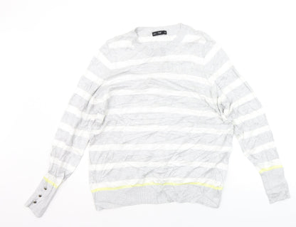 F&F Womens Grey Striped  Pullover Jumper Size 18