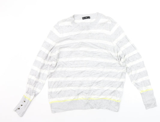 F&F Womens Grey Striped  Pullover Jumper Size 18