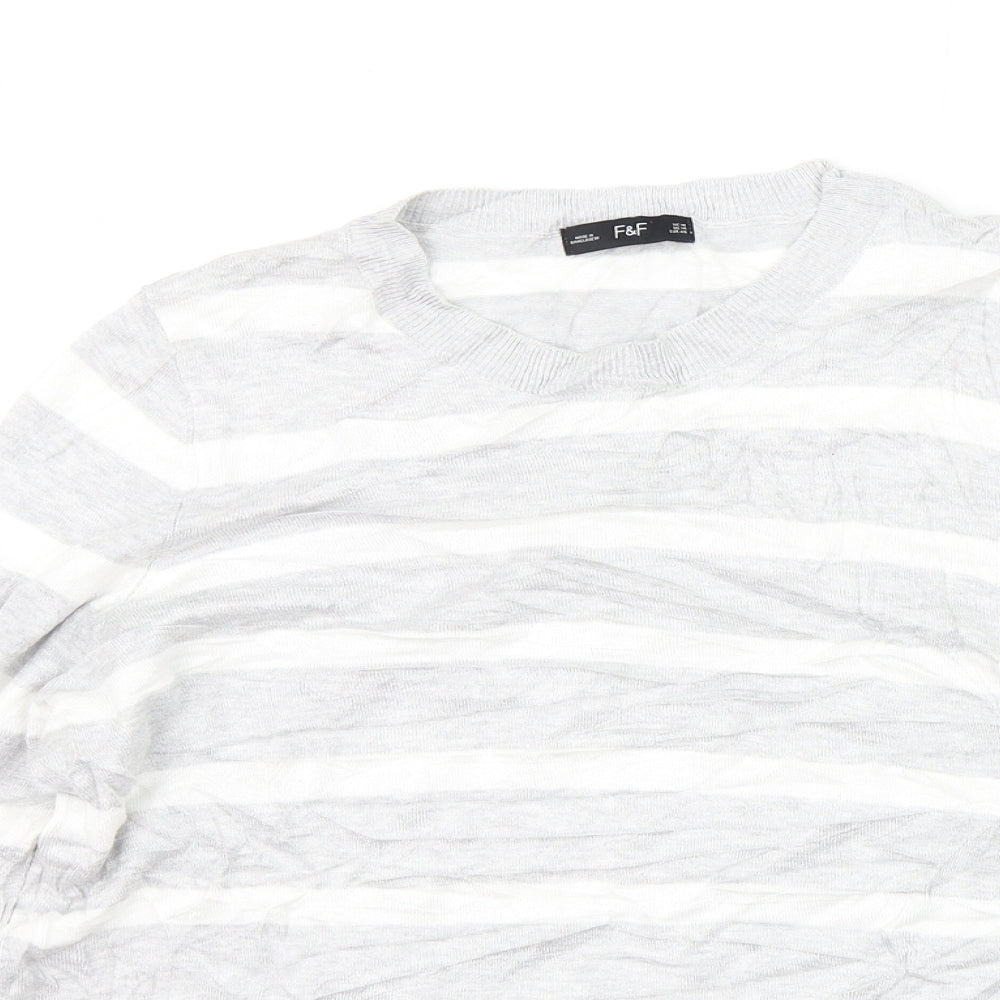 F&F Womens Grey Striped  Pullover Jumper Size 18