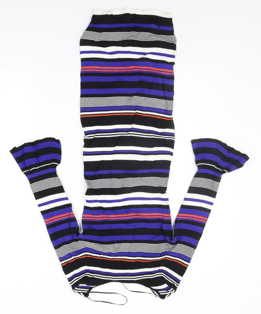 Miss Selfridge Womens Blue Striped  A-Line  Size 10