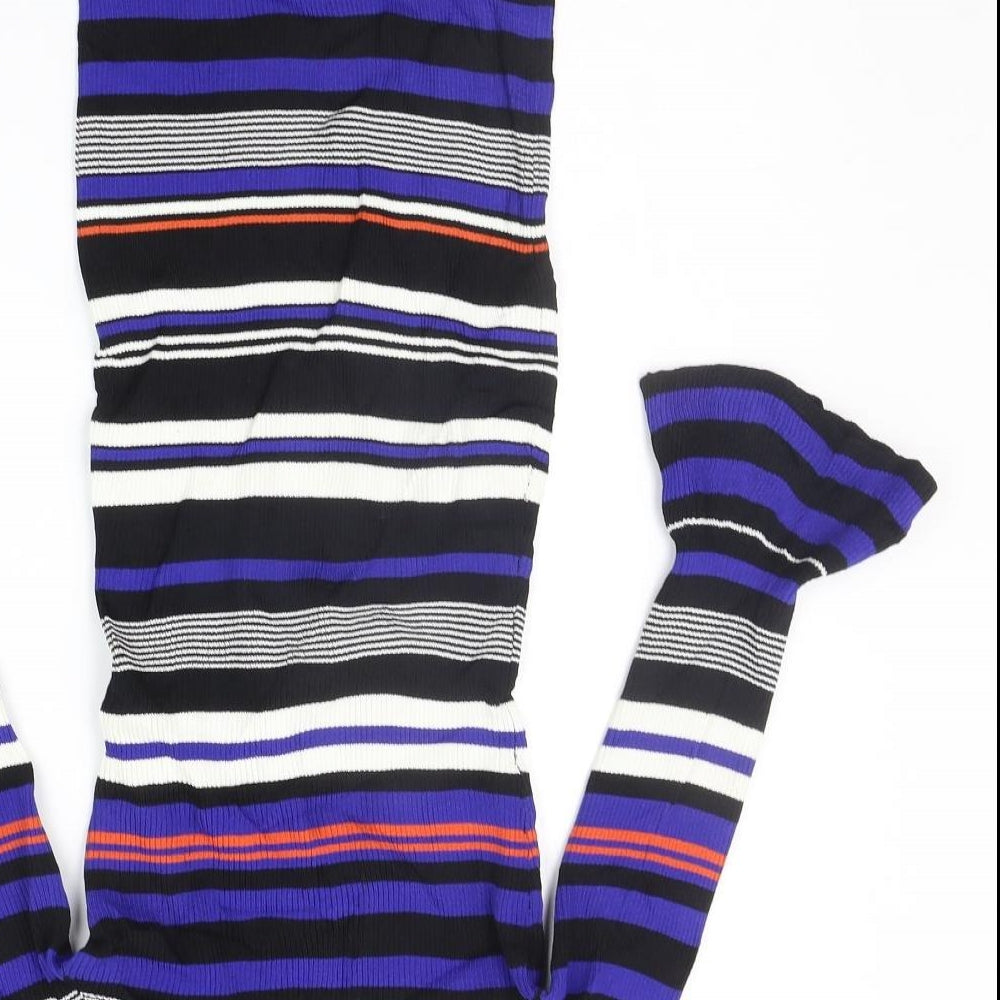 Miss Selfridge Womens Blue Striped  A-Line  Size 10