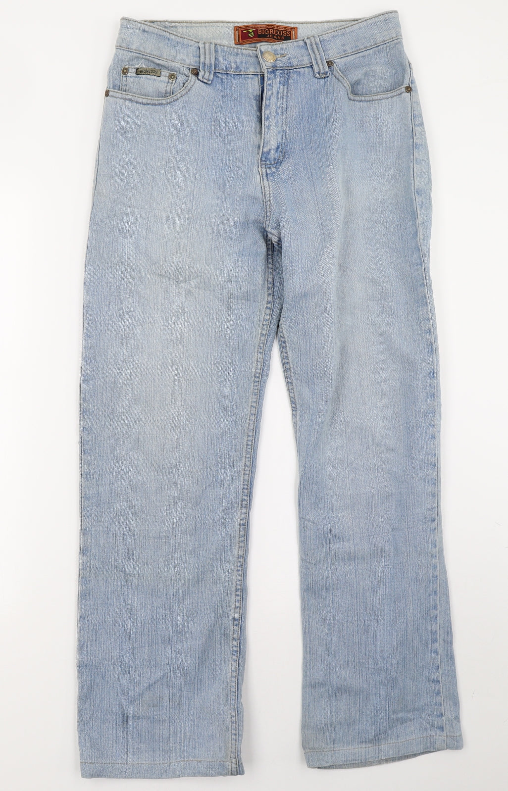 bigreoss Mens Blue  Denim Straight Jeans Size 24 L34 in