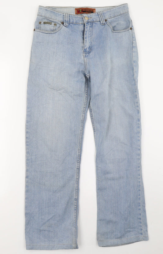bigreoss Mens Blue  Denim Straight Jeans Size 24 L34 in
