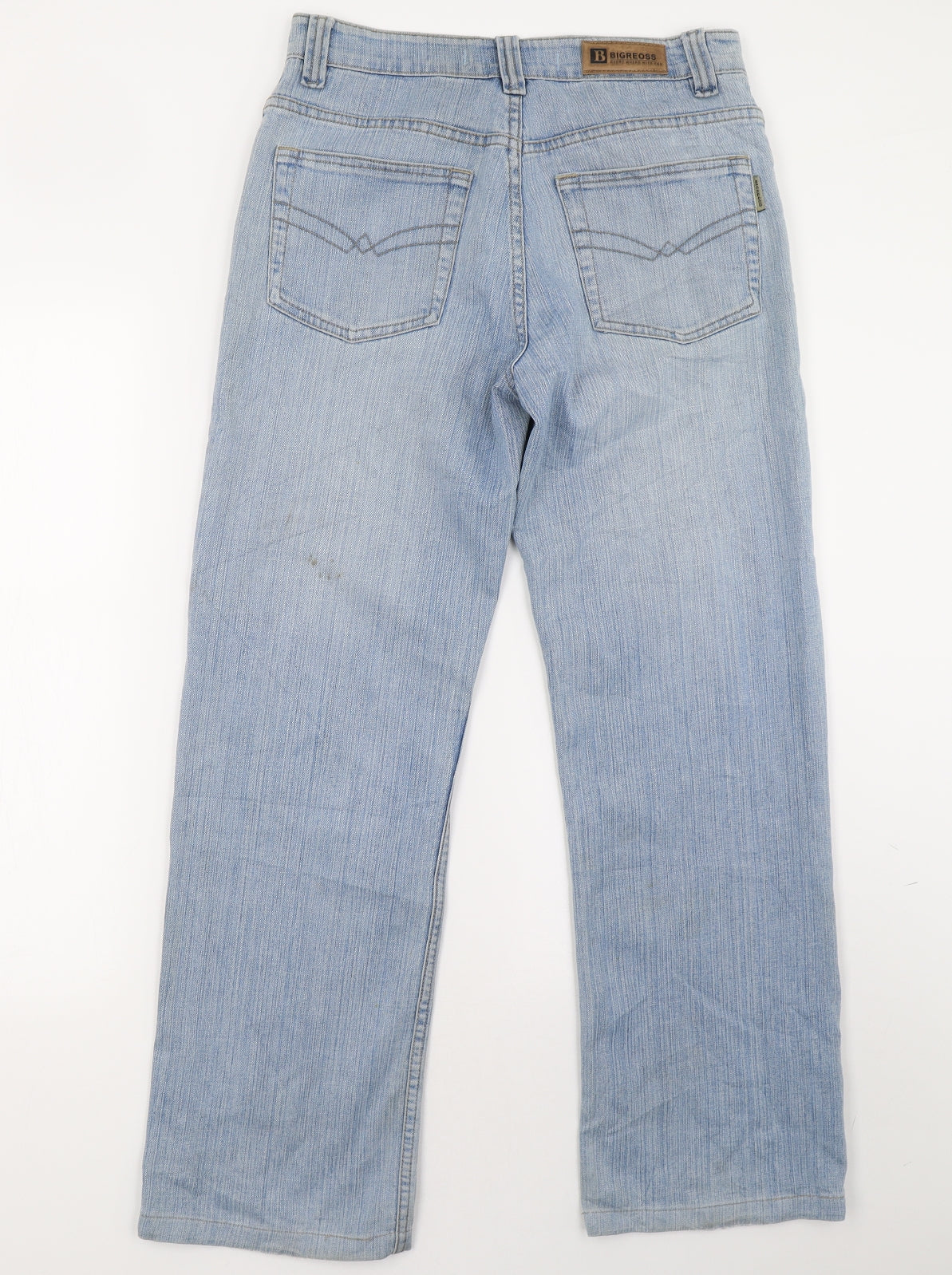 bigreoss Mens Blue  Denim Straight Jeans Size 24 L34 in