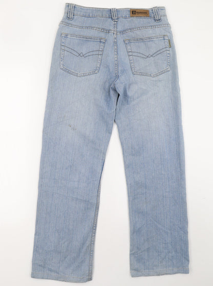 bigreoss Mens Blue  Denim Straight Jeans Size 24 L34 in