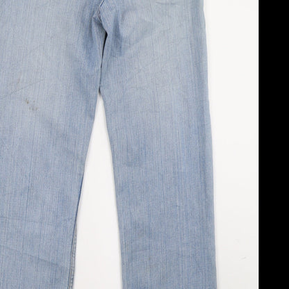 bigreoss Mens Blue  Denim Straight Jeans Size 24 L34 in