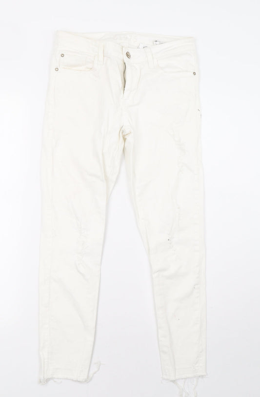 Zara Womens White  Denim Skinny Jeans Size 8 L26 in