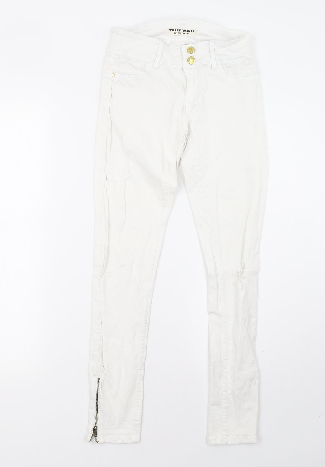 Womens UK Size 6 TALLY WEiJL Regular Fit Skinny White Jeans