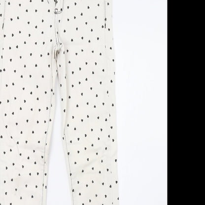 River Island Womens White Polka Dot Denim Skinny Jeans Size 6 L30 in