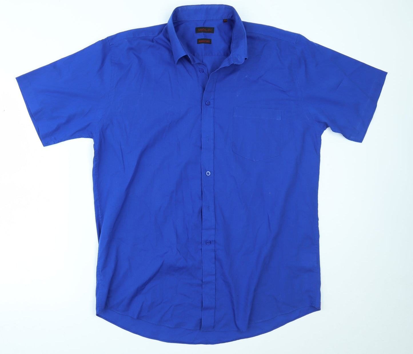 Mens UK Size 16.5 Matalan Blue  Button-Up Short Sleeve Casual Shirt