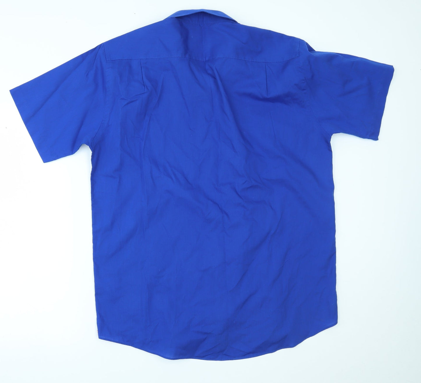 Mens UK Size 16.5 Matalan Blue  Button-Up Short Sleeve Casual Shirt
