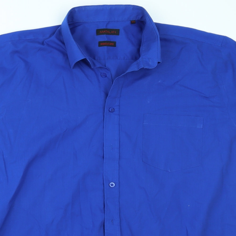 Mens UK Size 16.5 Matalan Blue  Button-Up Short Sleeve Casual Shirt