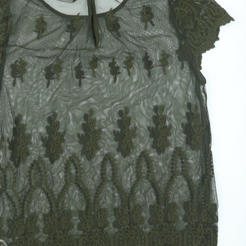 Womens UK Size 12 Dorothy Perkins Green Basic Blouse