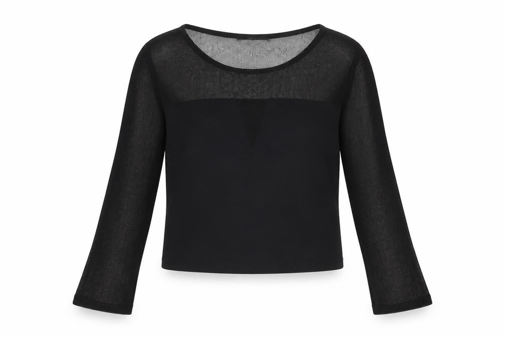 Womens UK Size 10 Topshop Black Cropped Blouse