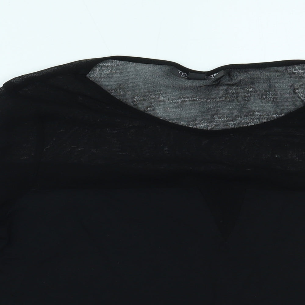 Womens UK Size 10 Topshop Black Cropped Blouse