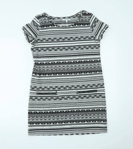 NEXT Womens Grey Geometric  T-Shirt Dress  Size 10