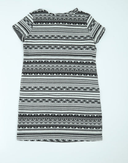 NEXT Womens Grey Geometric  T-Shirt Dress  Size 10