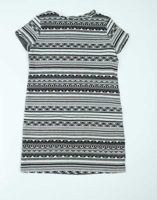 NEXT Womens Grey Geometric  T-Shirt Dress  Size 10