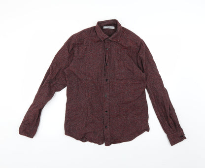 Mens UK Size XS Cedar Wood State Red  Button-Up Long Sleeve Casual Shirt