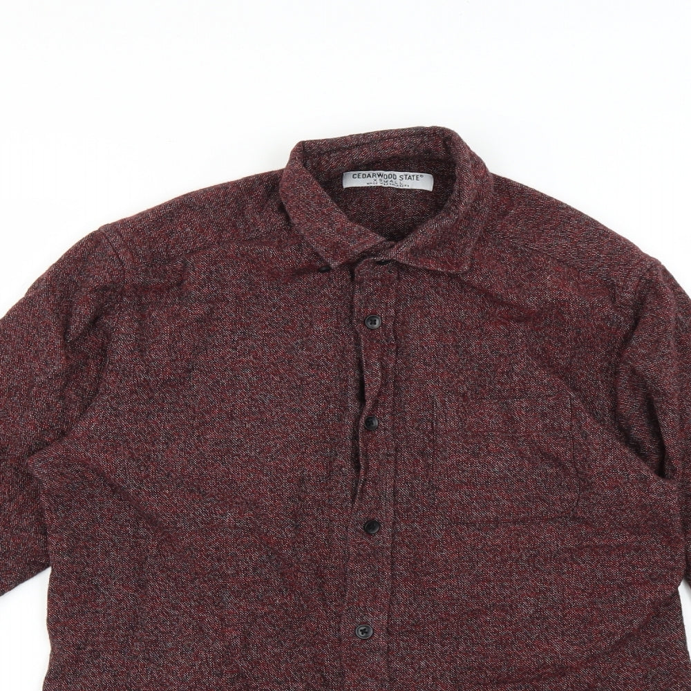 Mens UK Size XS Cedar Wood State Red  Button-Up Long Sleeve Casual Shirt