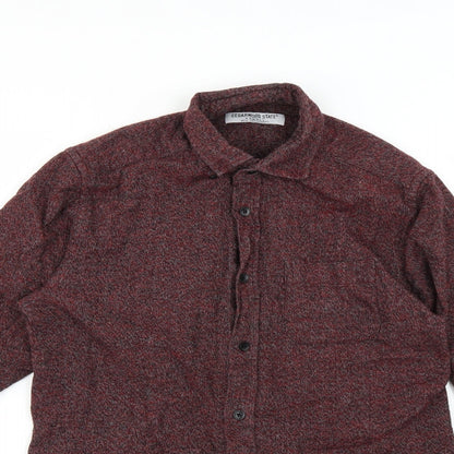 Mens UK Size XS Cedar Wood State Red  Button-Up Long Sleeve Casual Shirt