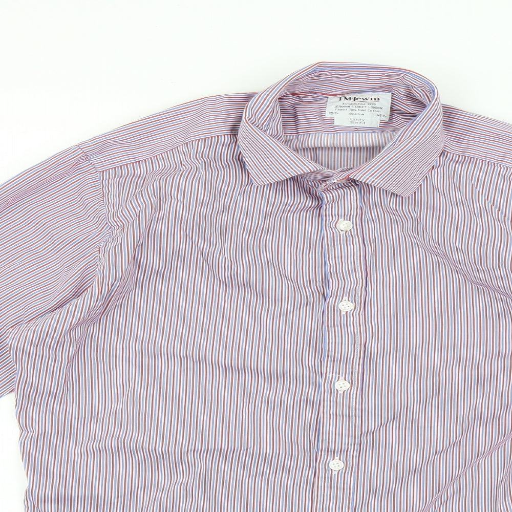t m jewin Mens Multicoloured Striped   Dress Shirt Size 34