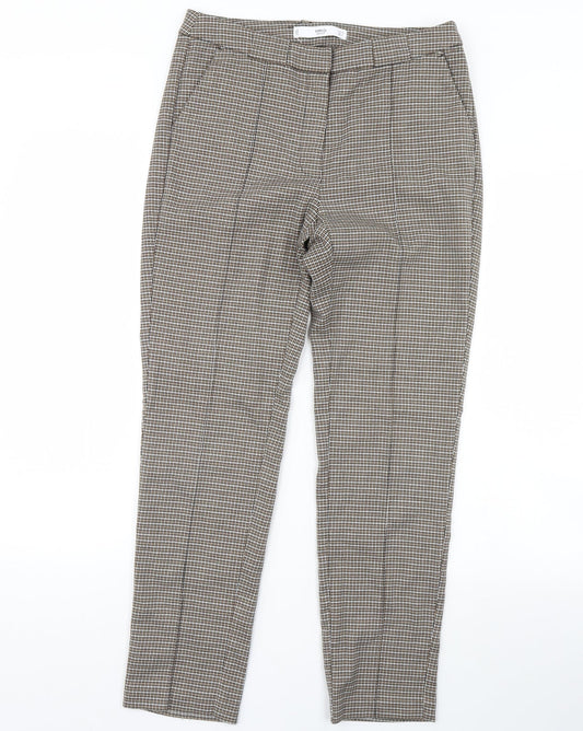 Mng Womens Beige Plaid  Trousers  Size S L30 in