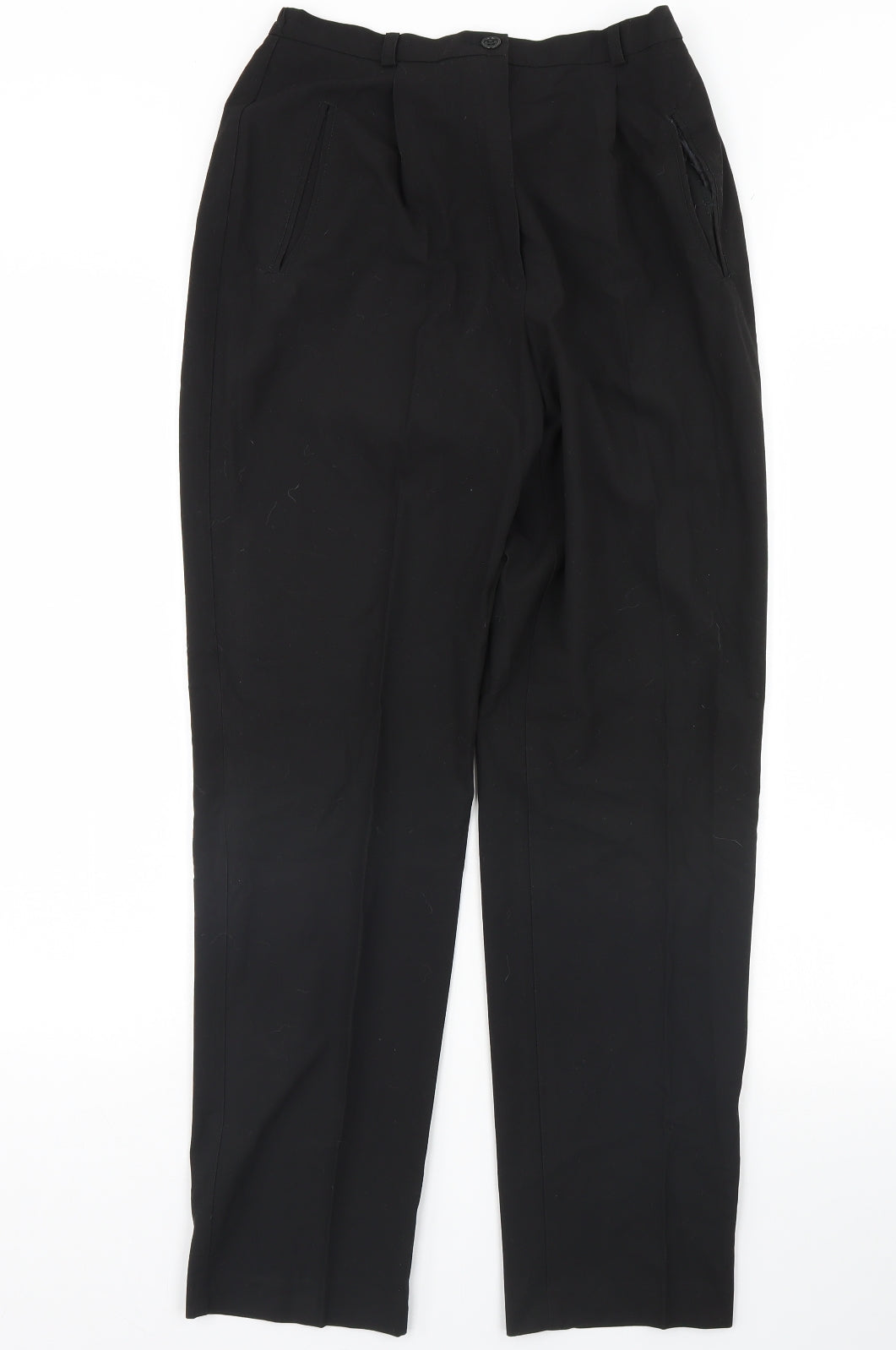 Womens UK Size 10 Damart Regular Fit Dress Pants Black Trousers