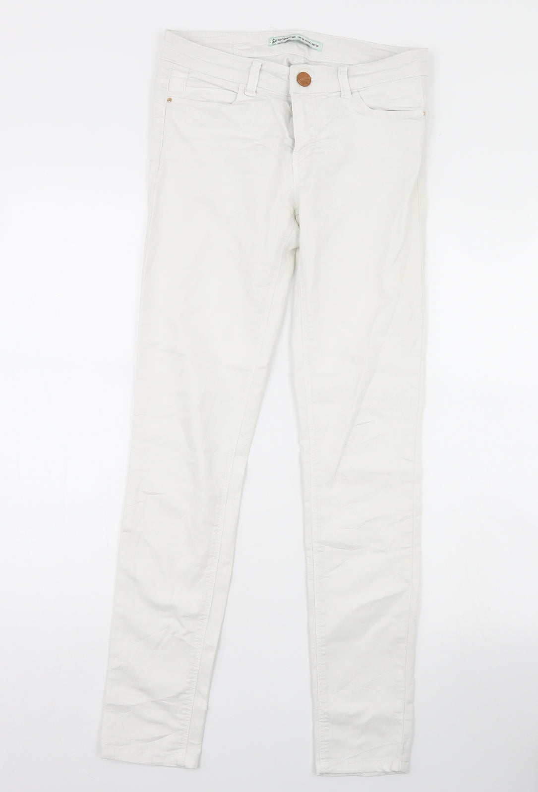 Womens UK Size 10 Stradivarius Regular Fit Skinny White Jeans