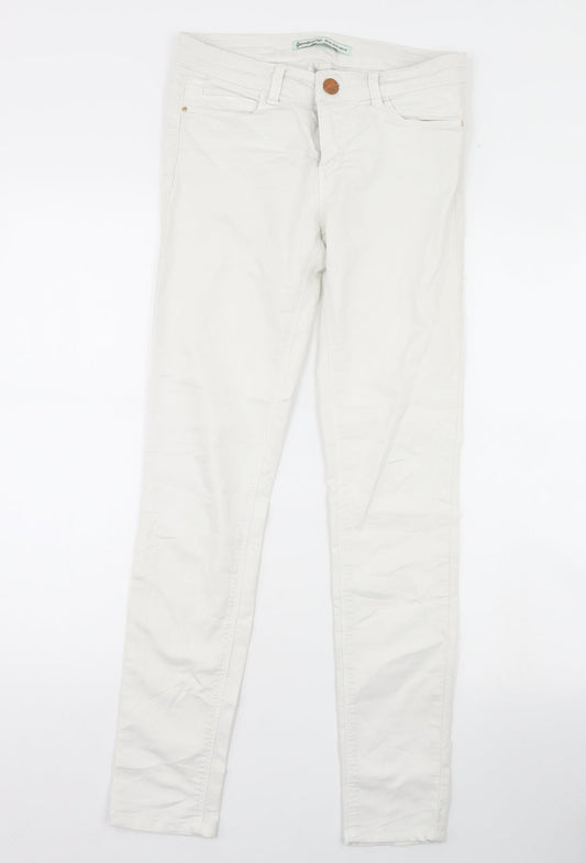 Womens UK Size 10 Stradivarius Regular Fit Skinny White Jeans