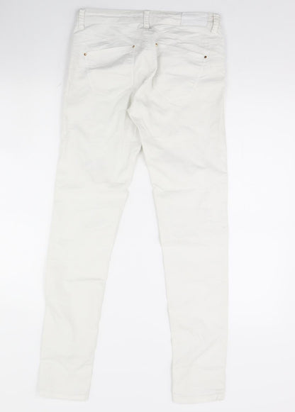 Womens UK Size 10 Stradivarius Regular Fit Skinny White Jeans