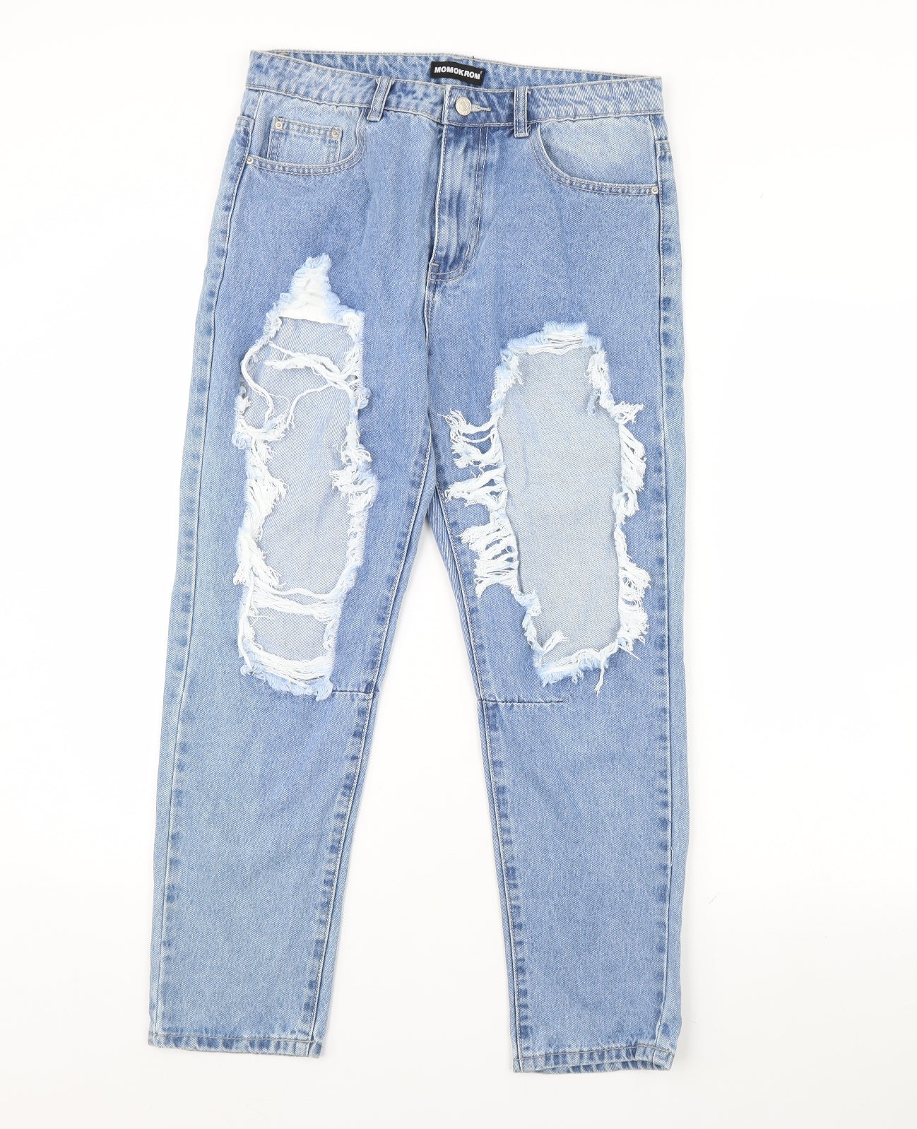 Womens UK Size 10 Momokrom Regular Fit Straight Blue Jeans