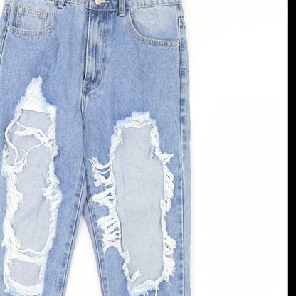 Womens UK Size 10 Momokrom Regular Fit Straight Blue Jeans