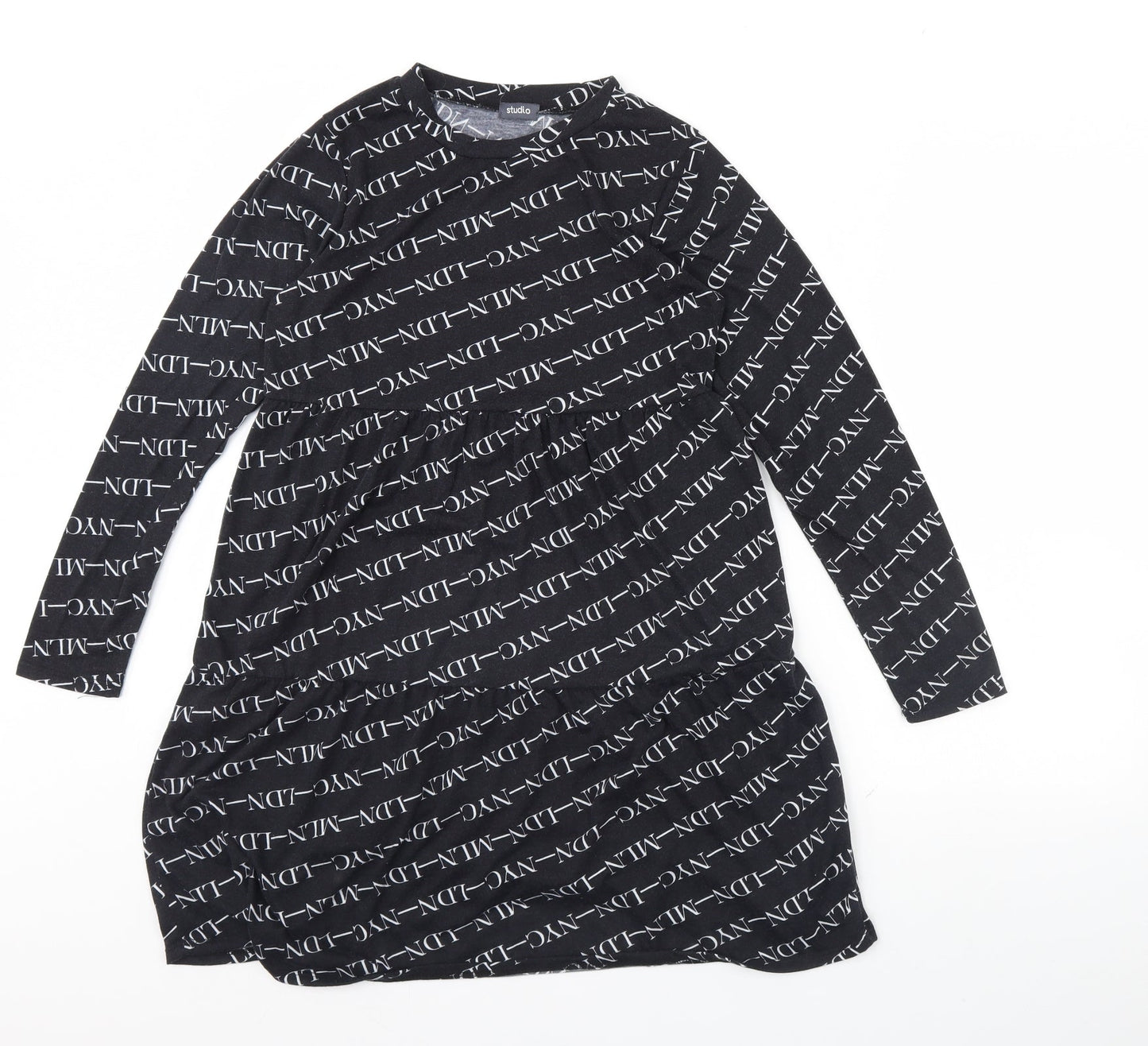 Studio Girls Black Spotted  Fit & Flare  Size 12 Years