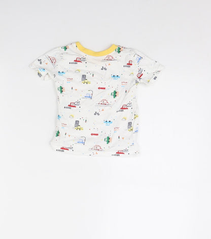 George Baby White Spotted  Basic T-Shirt Size 9-12 Months  - Cars