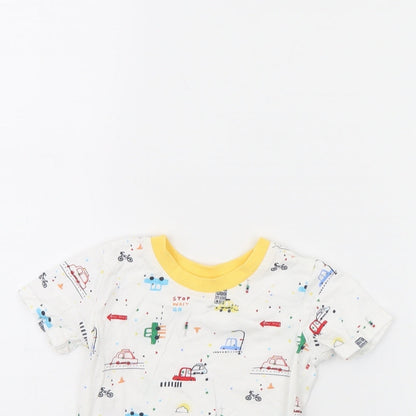 George Baby White Spotted  Basic T-Shirt Size 9-12 Months  - Cars