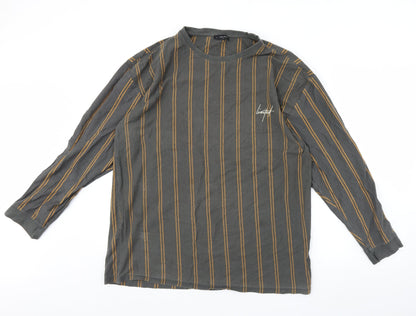 New Look Mens Green Striped  Pullover Jumper Size L