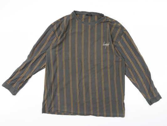 New Look Mens Green Striped  Pullover Jumper Size L