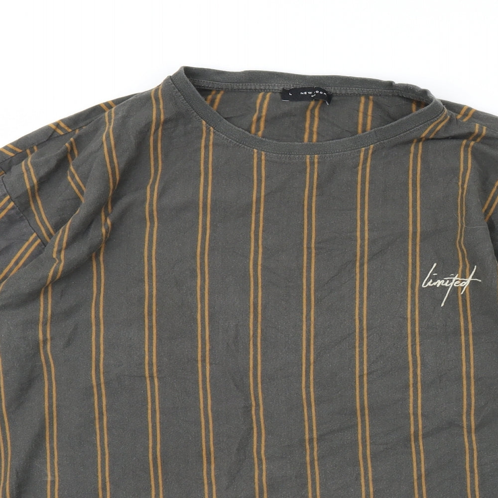 New Look Mens Green Striped  Pullover Jumper Size L