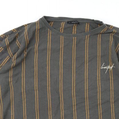 New Look Mens Green Striped  Pullover Jumper Size L