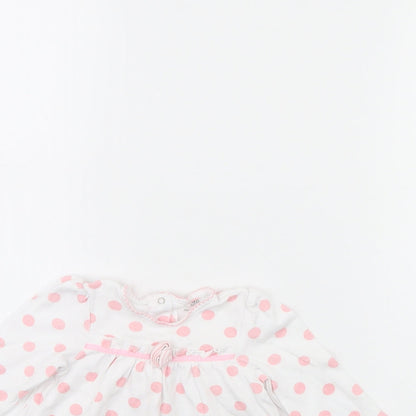 Little Me Girls White Polka Dot  Basic Blouse Size 9-12 Months