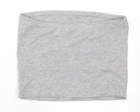 Womens UK Size S New Look Grey Cropped T-Shirt