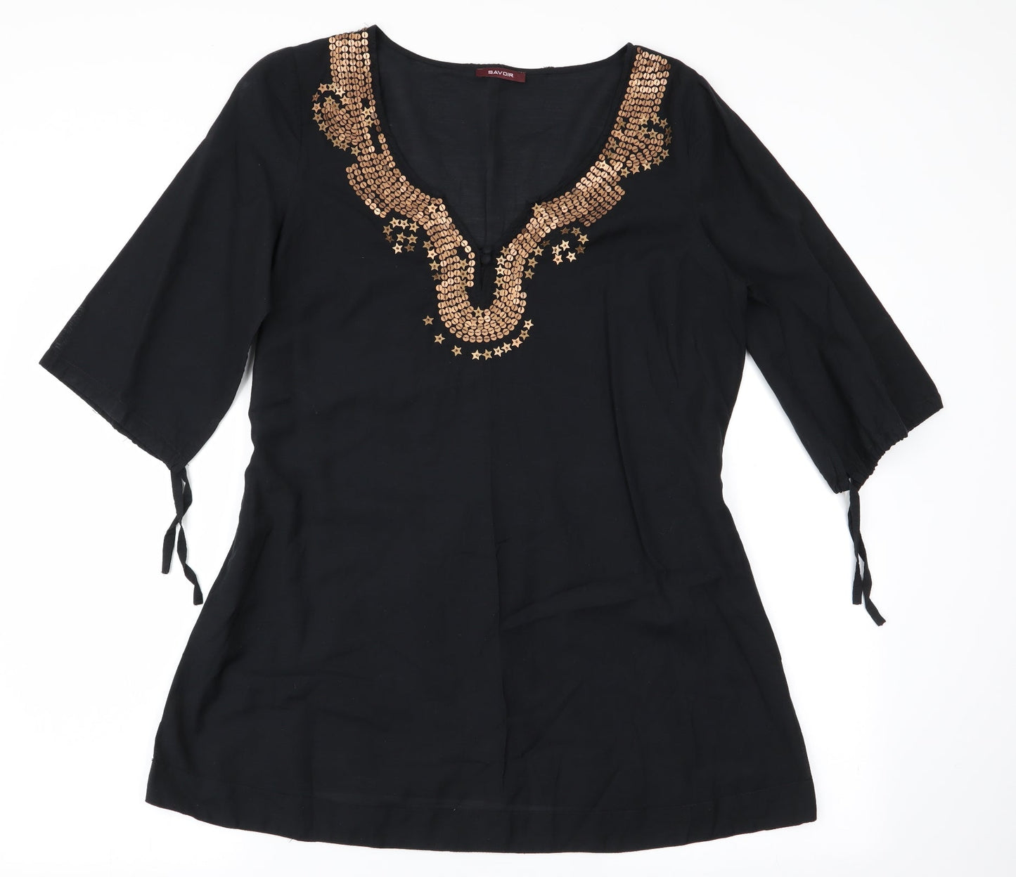 Womens UK Size  Savoir Black Tunic Blouse