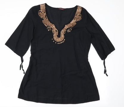 Womens UK Size  Savoir Black Tunic Blouse