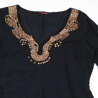 Womens UK Size  Savoir Black Tunic Blouse