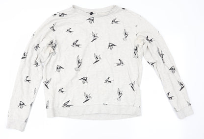 Divided Womens Grey Animal Print   Pyjama Top Size 14  - Bird Print