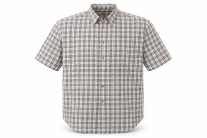 Mens UK Size L Basic Editions Beige  Button-Up Short Sleeve Casual Shirt